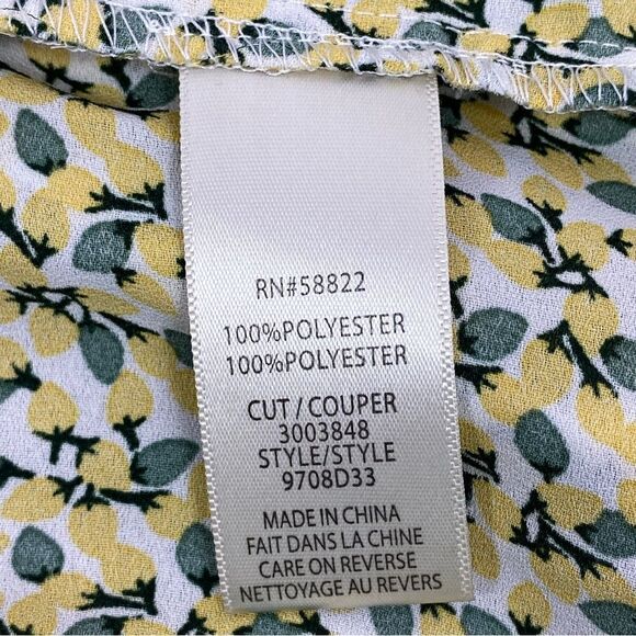 Max Studio Flower Bud Crepe Pleated Blouse Yellow Ivory Large - Picture 12 of 15